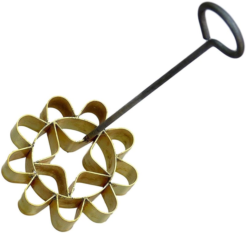 DDPremium Dok Jok Brass Mold Thai Dessert Maker - Medium Rosette Lotus Flower Cookie Mold with Handle (3.14 Inch Diameter) - Image 1